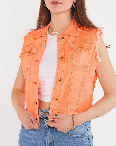 Gilet en jean orange pour femme - Vêtements