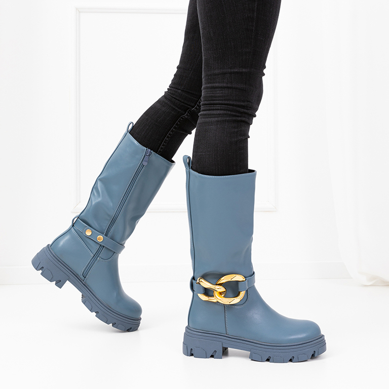 Bottines pour femmes bleues avec une chaîne Helisa - Chaussures