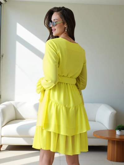 Robe mini Royalfashion pour femmes avec volants et décolleté enwrap