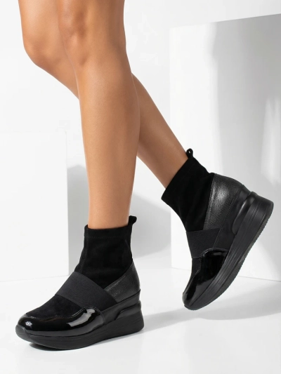 Bottines slip-on femme noires avec embossage Keleda - Chaussures