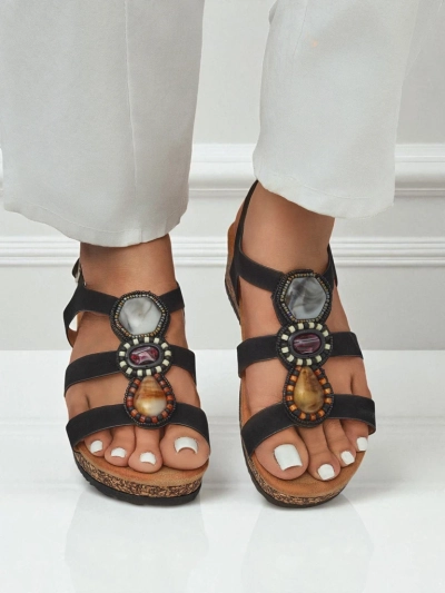 Royalfashion Sandales compensées femme avec pierres Grace Shine