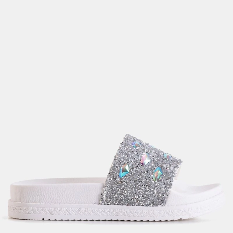 Pantoufles plates-formes blanches pour femmes avec zircons cubiques Sailor - Footwear