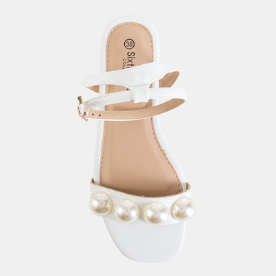 Sandales plates pour femmes blanches avec perles Lucyla - Chaussures