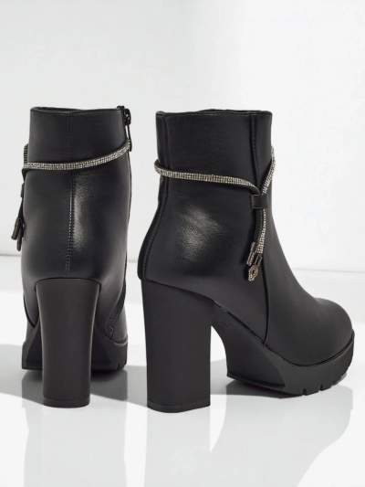 Bottines femme en cuir écologique à talons épais Marellin