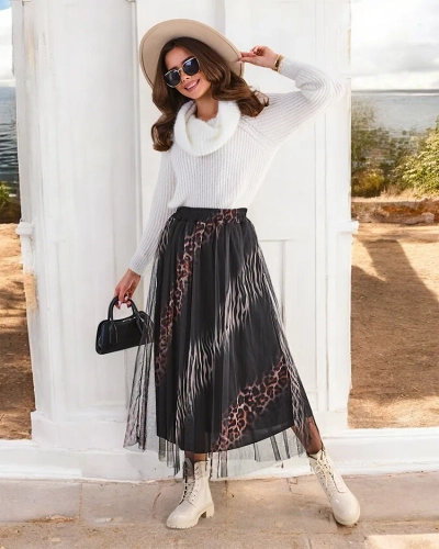 Jupe midi pour femme à motifs Royalfashion avec tulle