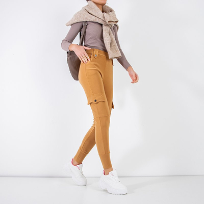 Pantalon cargo femme marron clair avec poches - Vêtements