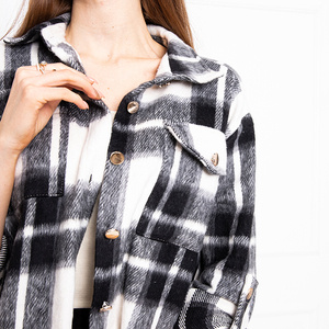 Chemise noire à carreaux femme Vêtements noir royal-fashion