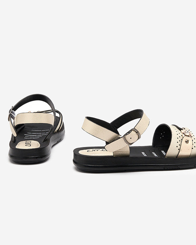 Sandales plates pour femmes beige brillant Nafi- Footwear