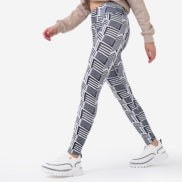 Legging taille haute noir et blanc femme à motifs - Vêtements