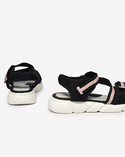 Sandales enfant noires et roses fermées par velcro Modis - Chaussures