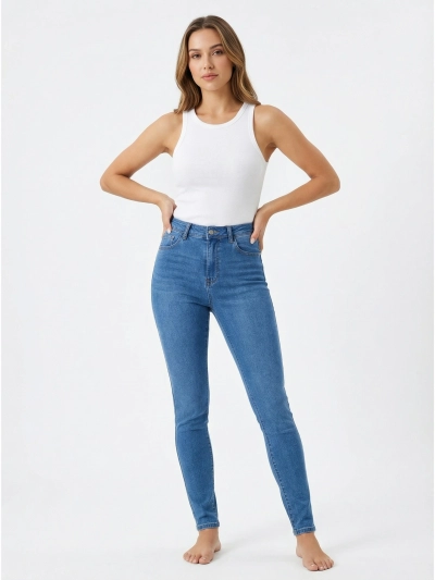 Royalfashion Jeans en coton pour femmes à taille fuselée
