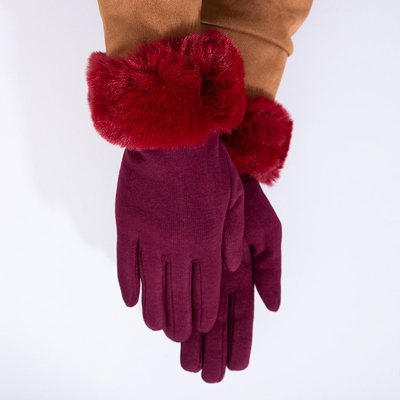 Gants femme bordeaux avec une finition douce - Accessoires