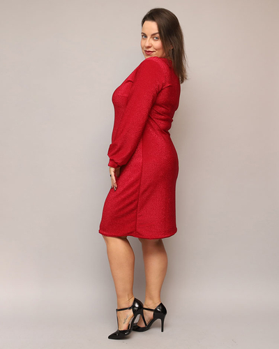 Royalfashion Robe femme pailletée avant le genou en rouge PLUS SIZE