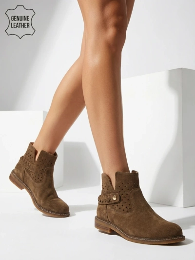 Bottines ajourées pour femmes en cuir naturel Unimi