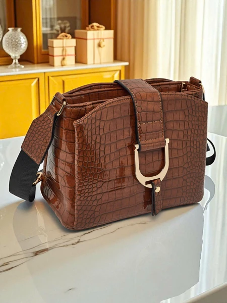 Petit sac à main verni pour femme en cuir écologique Gilded Night