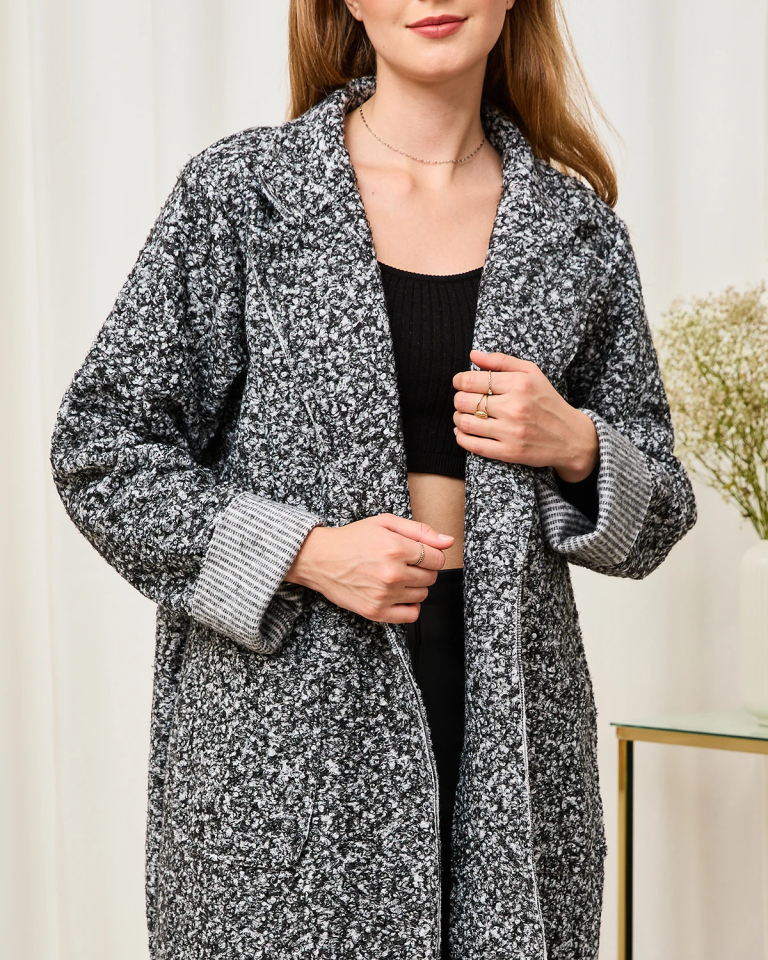 Royalfashion Manteau femme en peau de mouton gris