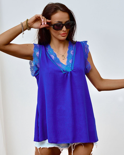 Royalfashion Chemisier sans manches pour femmes avec dentelle