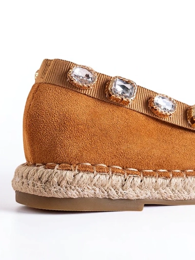 Espadrilles pour femmes avec cristaux Wamba camel - Chaussures