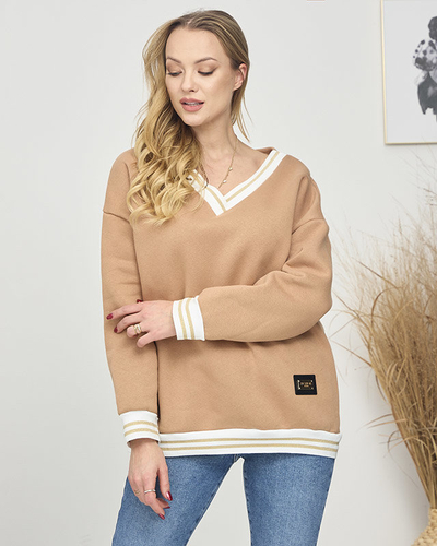 Sweat-shirt isolé pour femme en marron clair- Vêtements