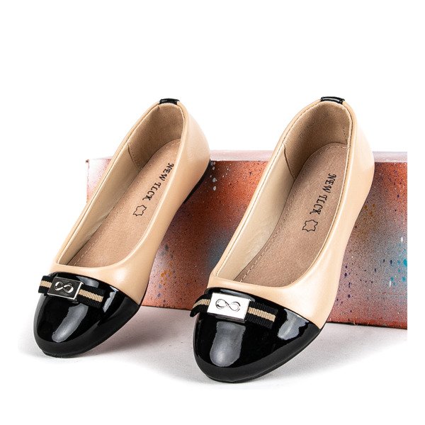 Ballerine fille beige et noire Vals - Chaussures