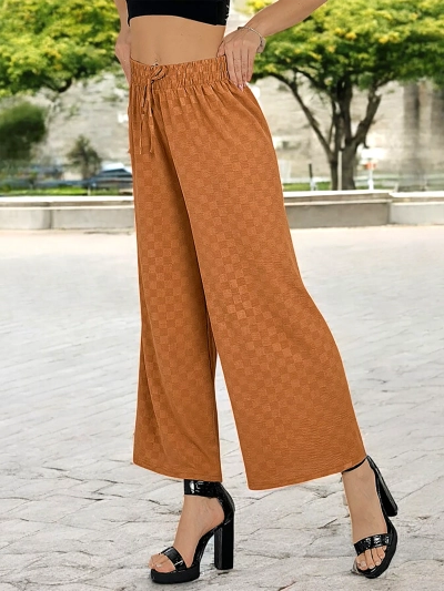Royalfashion Pantalon large à carreaux pour femme