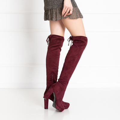 Cuissardes violettes à talons hauts Founi- Chaussures