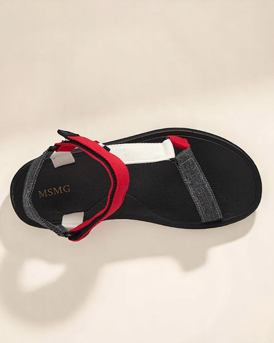 Sandales pour femme en tissu rouge Ojo- Footwear