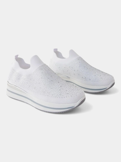 Chaussures de sport en tissu pour femmes à enfiler Royalfashion avec des strass Adeq