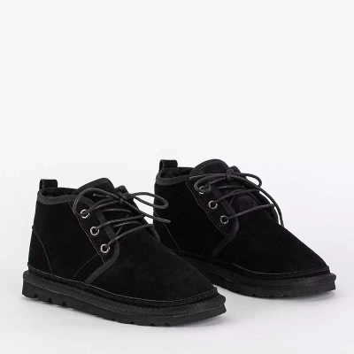 OUTLET Bottes de neige courtes noires à lacets enfant Tibilis- Chaussures