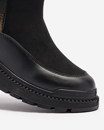 Bottes noires à talon plat pour femmes Mefina- Footwear
