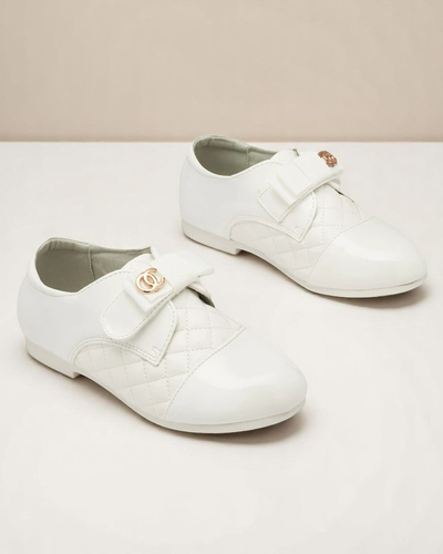 Demi chaussures en cuir écologique matelassé blanc pour filles Mawert- Footwear