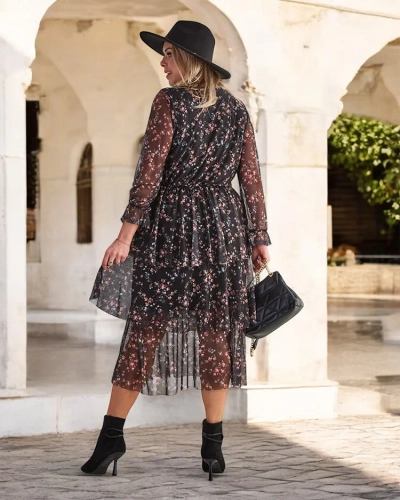 Royalfashion Robe longue à motifs noirs pour femme