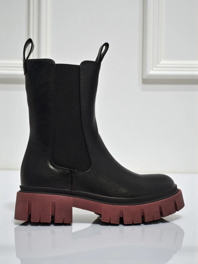 Bottines montantes pour femmes en cuir écologique avec semelle colorée Dorvella