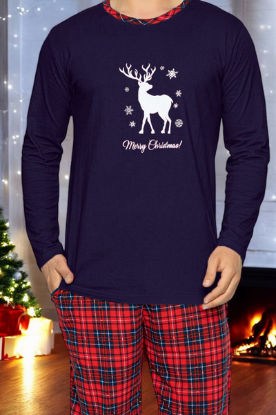 Pyjama de Noël bleu marine pour hommes - Vêtements