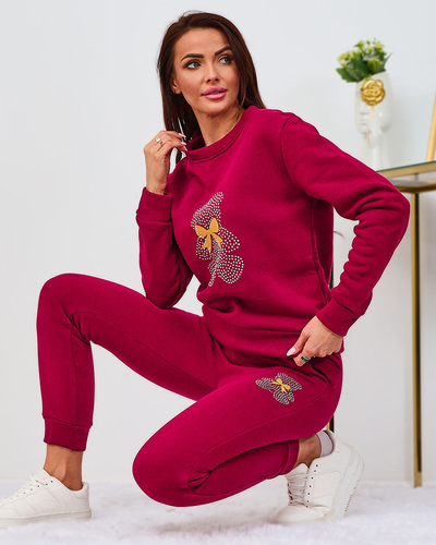 Royalfashion Ensemble de survêtements isolés pour femmes, bordeaux, avec imprimé