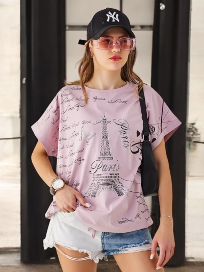 Royalfashion T-shirt en coton pour femmes Bon Paris