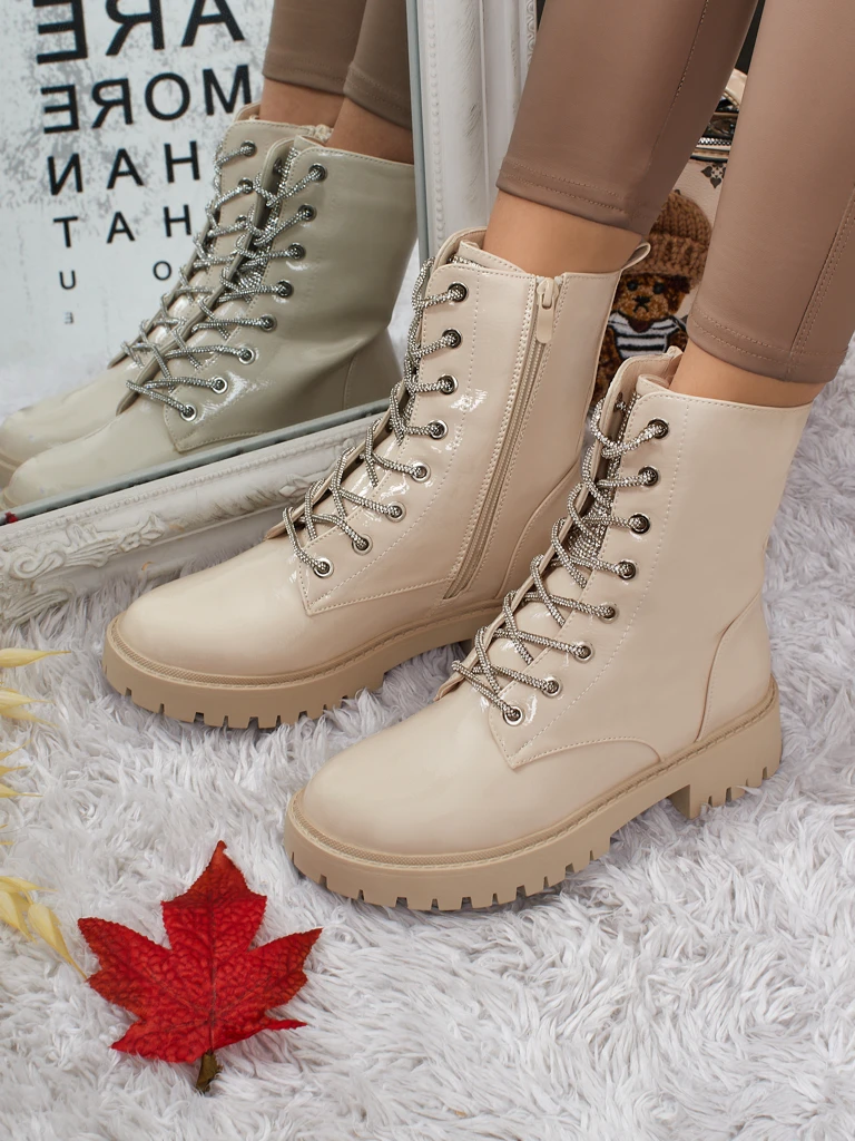 Bottines vernies à lacets pour femmes Fjorra