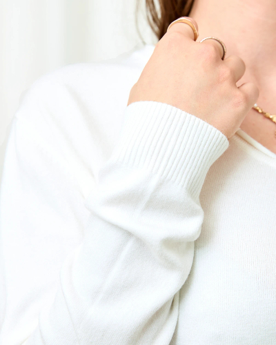 Royalfashion Pull blanc pour femme avec une encolure en cœur