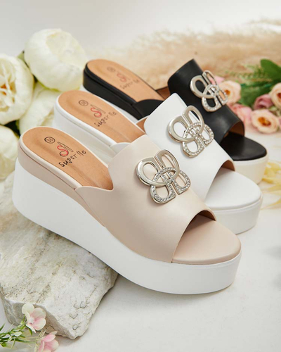 Royalfashion Tongs Sailme pour femme sur peau de chèvre
