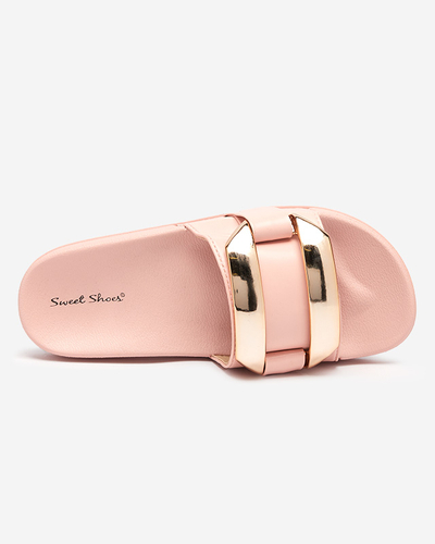 Chaussons femme rose avec ornement Serina doré - Footwear