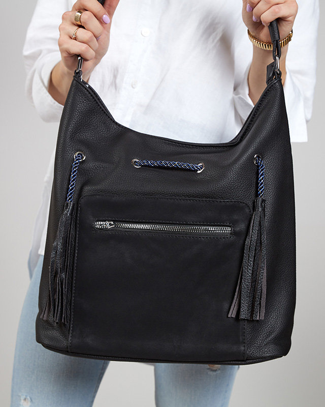 Sac cabas femme noir avec cordons de serrage - Accessoires