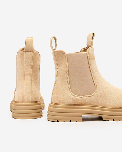 Royalfashion Bottes pour femme beige avec lanière décorative Loffdo