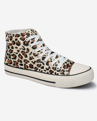 Royalfashion Baskets montantes beiges pour femme avec motif à la mode Jungle Jive