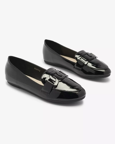 Mocassins laqués pour femme avec ornement en noir- Footwear