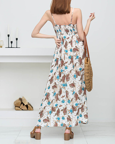 Robe longue blanche aérée pour femme - Vêtements
