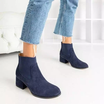 OUTLET Boots femme bleu marine à talons plats Tarina - Chaussures