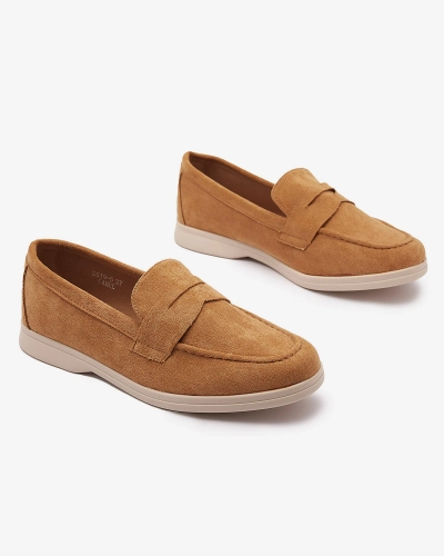 Mocassins femme en éco-suède couleur camel Daffer- Footwear