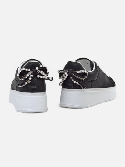 Royalfashion Sneakers de sport pour femmes à plateforme avec nœud en ruban