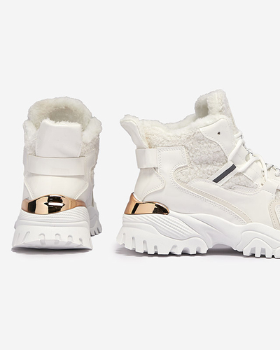 Chaussures de sport blanches pour femmes avec fourrure Sagglo- Footwear
