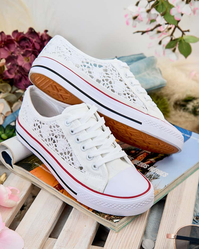 Aurelia Bianco - Baskets blanches ajourées Royalfashion en tissu, taille 40